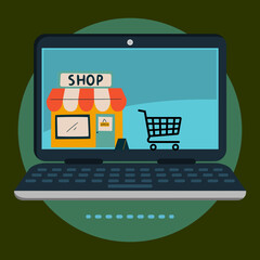 Blue Illustration Laptop  