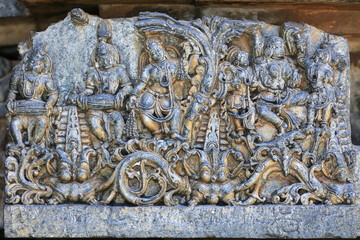 Image of stone temples and stone sculptures in India.