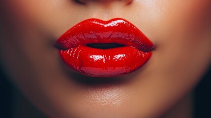 Fototapeta premium Bold red lips close-up beauty photography studio environment glamour concept for visual impact