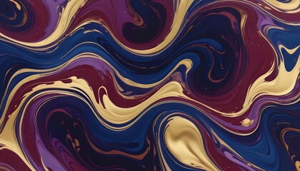 abstract background with liquid flow in gold, purple, red, and blue colors