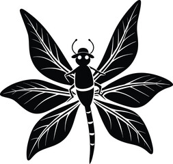 Silhouette Vector Illustration of a Cute Animal in Santa Hat and Scarf