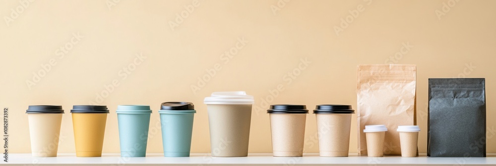 Poster A collection of reusable containers stands out against a backdrop cluttered with single-use plastic bags and cups, highlighting sustainability. Generative AI