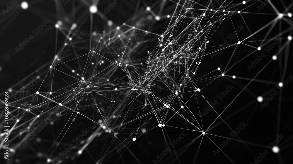 Fototapete line art illustration depicting the structure of a network with interconnected points and lines repr