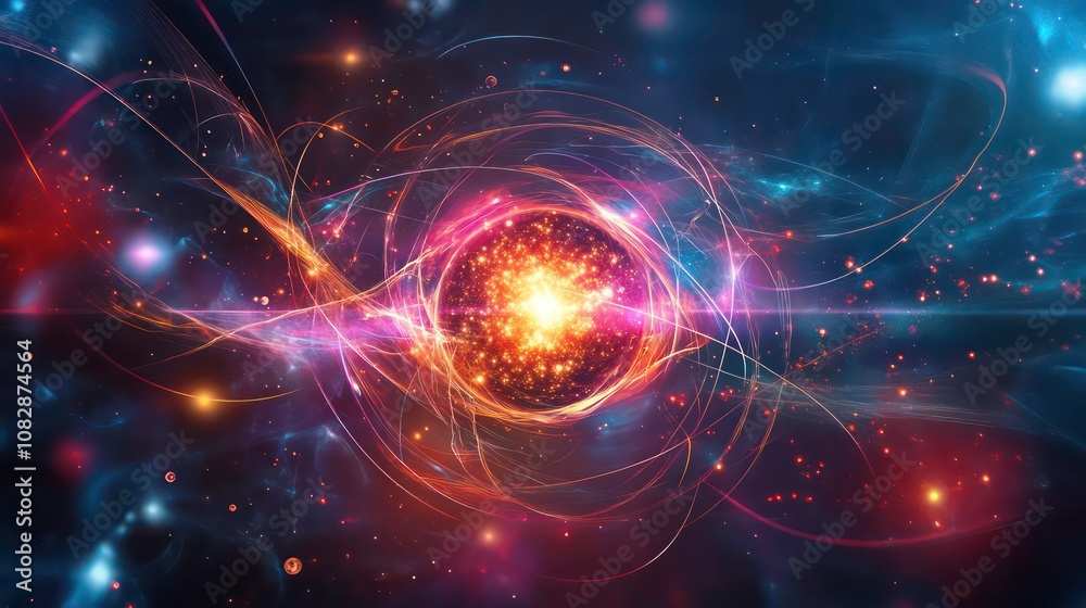 Canvas Prints a swirling vortex of light and energy with a bright, fiery core, resembling a celestial event or a p