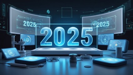 Futuristic technology showcase virtual environment digital display 2025 concept interactive science center