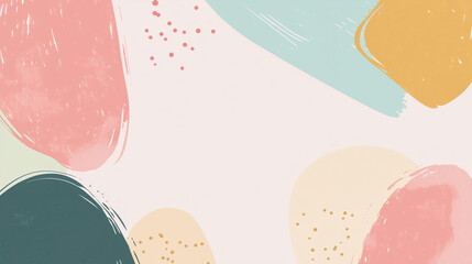 Minimalistic, bold, and simple design of oval shapes of different sizes in pastel colors, educational and playful theme.