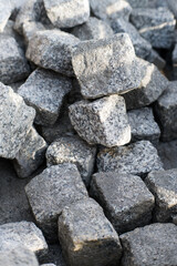 Granite cubes, natural building materials.
