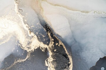 Obraz premium Original artwork photo of marble ink abstract art. High resolution photograph from exemplary original painting. Abstract painting was painted on HQ paper texture to create smooth marbling pattern.