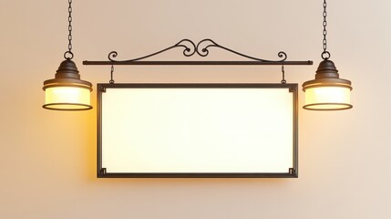 A simple sign hangs from an iron bracket, creating a calm, inviting space with bright lighting