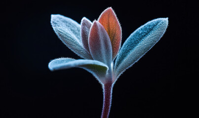 Exquisite Macro Photograph of a Young Plant's Intricate Textures and Vivid Colors