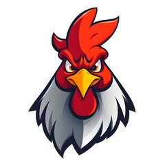 Obraz premium Rooster Head Mascot Logo Vector Illustration