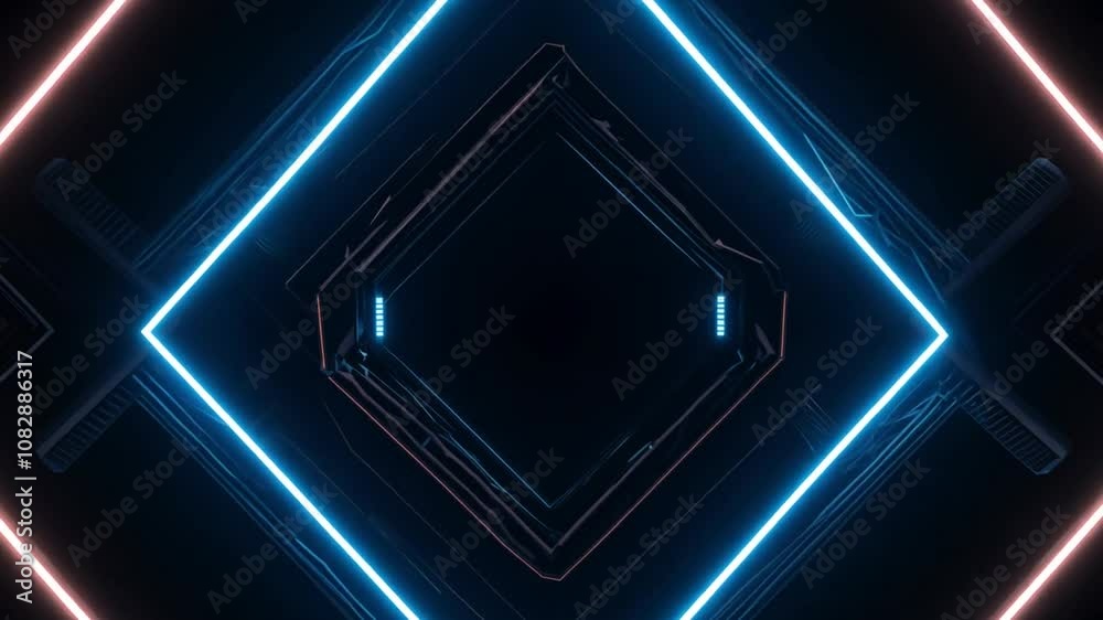 Poster neon hexagons create dynamic tech motion effect generative ai