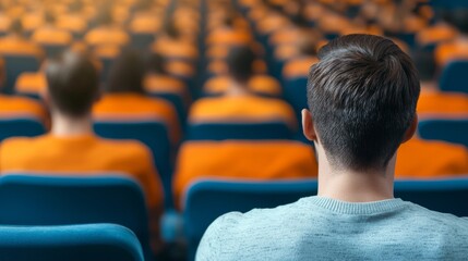 Audience engagement metrics in a seminar conference hall event photography indoor rear view roi-focused approach