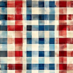 Fototapeta premium Abstract Gingham Pattern in Red, Blue, and White