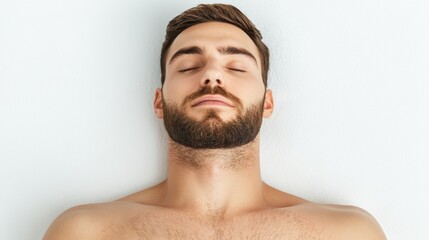 Obraz premium Serene relaxation experience spa environment portrait of a satisfied client post-treatment calm atmosphere close-up perspective