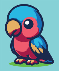 Obraz premium A cute parrot vector style with white background.