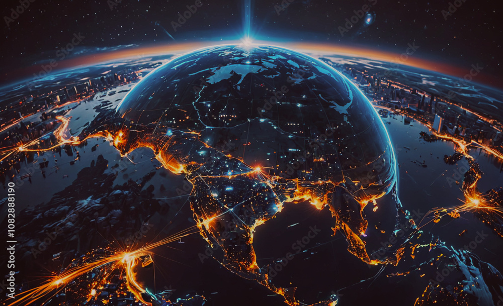 Poster planet with a bright light on it