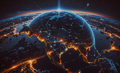 Planet with a bright light on it