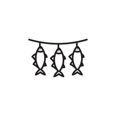 Dried Fish thin line vector icon.