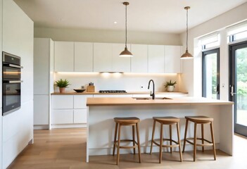 Modern kitchen interior with dining table for cozy meals