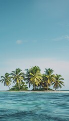 Fototapeta premium A serene tropical island with palm trees swaying gently on the shoreline, perfect for travel