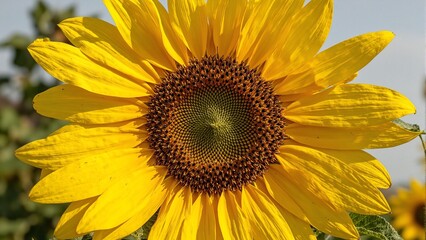 Obraz premium Vibrant sunflower in full bloom detailed petals and seeds golden yellow hues and soft shadows