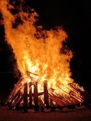 fire burning in a fireplace