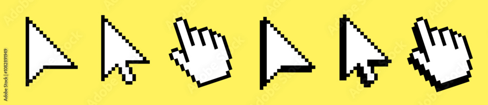 Wall mural cursor icons set arrow, arm flat and 3d style vector for design project