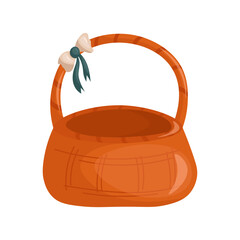 Wicker basket on white background. Vector illustration Basket in rustic aesthetics.