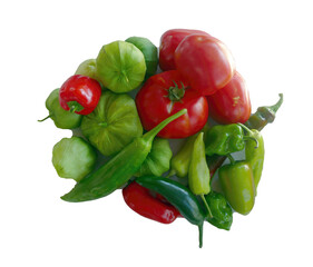 Tomatillos, tomatoes, and peppers creating a colorful culinary ensemble