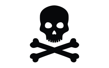 Skull and crossbones silhouette icon. Clipart image isolated on white background