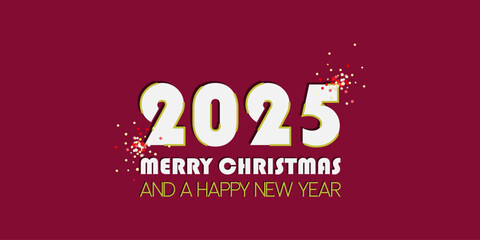 Vector illustration. Christmas 2025 banner design on dark pink background. Banner, frame, New Year card, Christmas holiday background, advertising, Merry Christmas