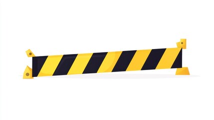 Yellow and black striped barrier tape isolated on a white background.