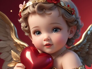 Fototapeta premium Valentines Day cute cupid