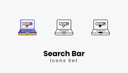 Search Bar Icons thin line and glyph vector icon stock illustration
