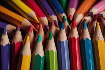 Fototapeta premium colored pencils arranged in a colorful pattern