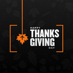 Happy Thanksgiving Day, trendy Thanksgiving Day banner with fall foliage, perfect background for social media, greeting cards, promotion and advertising 