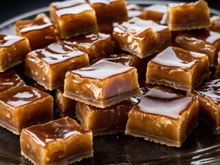 Sweet Caramel Toffee Pieces on a Plate