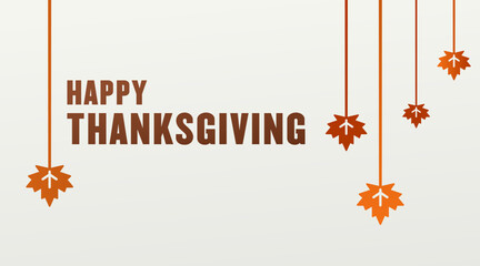 Happy Thanksgiving Day, trendy Thanksgiving Day banner with fall foliage, perfect background for social media, greeting cards, promotion and advertising 