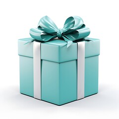Obraz premium A Cyan Gift Box Elegantly Isolated on a Clean Background