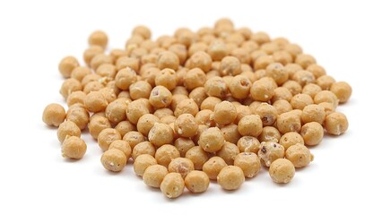 Fresh raw chickpeas on clean white background