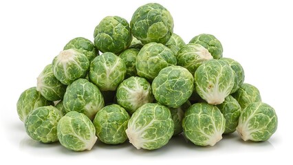 Fototapeta premium Freshly picked Brussels sprouts showcasing intricate textures on a clean backdrop