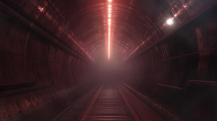 Nowoczesny tunel oświetlony wielokolorowymi światłami, które wzdłuż ścian tworzą efekt wizualnej głębi.