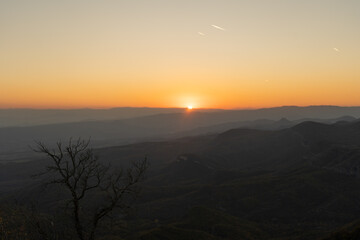 sunset in autumn mountains in georgia