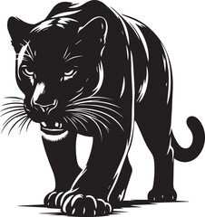 illustration of a silhouette of a Black Panther the white background