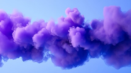 Purple and blue smoke cloud formation against a light blue background, with subtle gold sparkles.