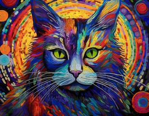 colorful cat wallpaper, colorful cat background, colorful cat pattern, colorful cat pattern wallpaper