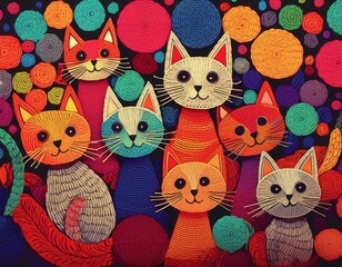 colorful cat wallpaper, colorful cat background, colorful cat pattern, colorful cat pattern wallpaper
