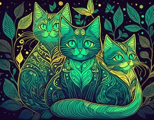 colorful cat wallpaper, colorful cat background, colorful cat pattern, colorful cat pattern wallpaper