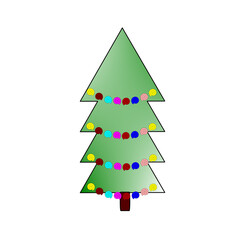 Minimalistic drawing of Christmas tree. Colorful vector illustration in flat geometric style with gradient fill. JPEG version.